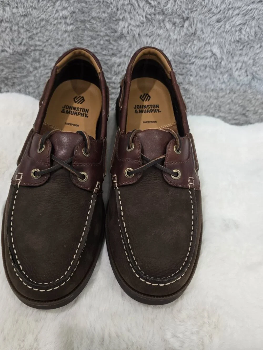 Johnston & Murphy Ventura 2-Eye Boat Shoe Dark Brown Mahogany Leather Sizes